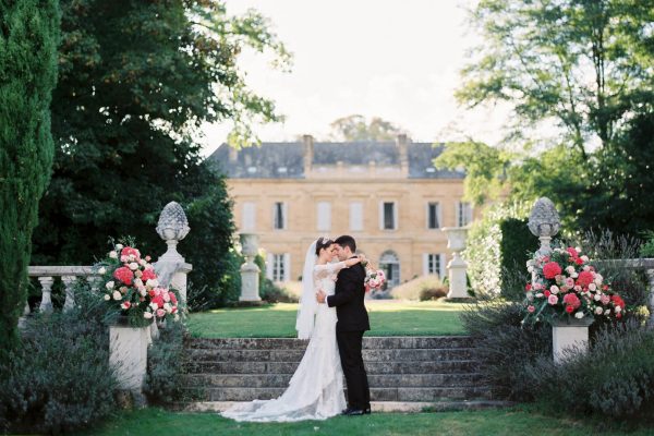 Married-Couple-Embrace-at-Chateau-Durantie